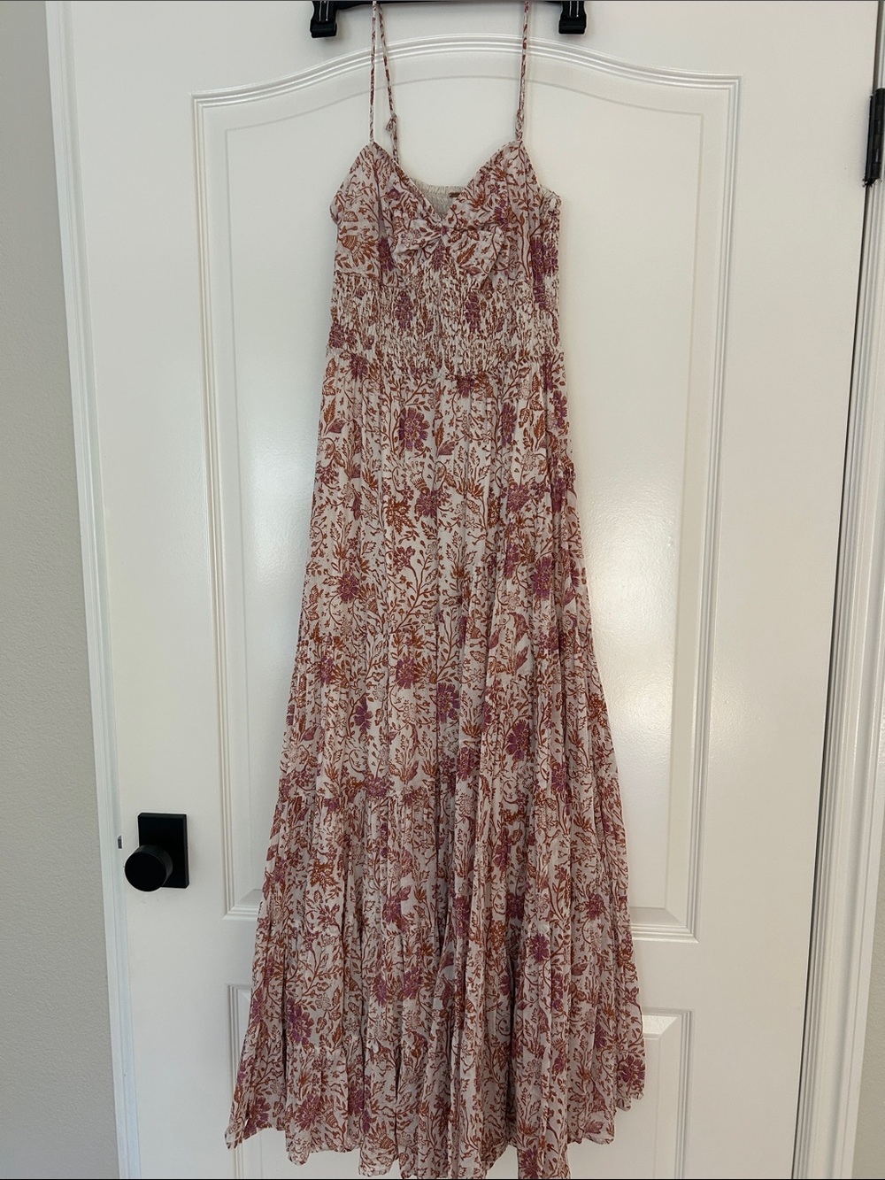 Free People Floral Spaghetti-Strap Maxi Dress in Dusty Rose and Cream